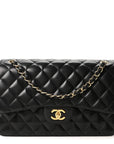 Lambskin Quilted Jumbo Double Flap Black