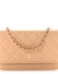 Caviar Quilted Wallet on Chain WOC Beige
