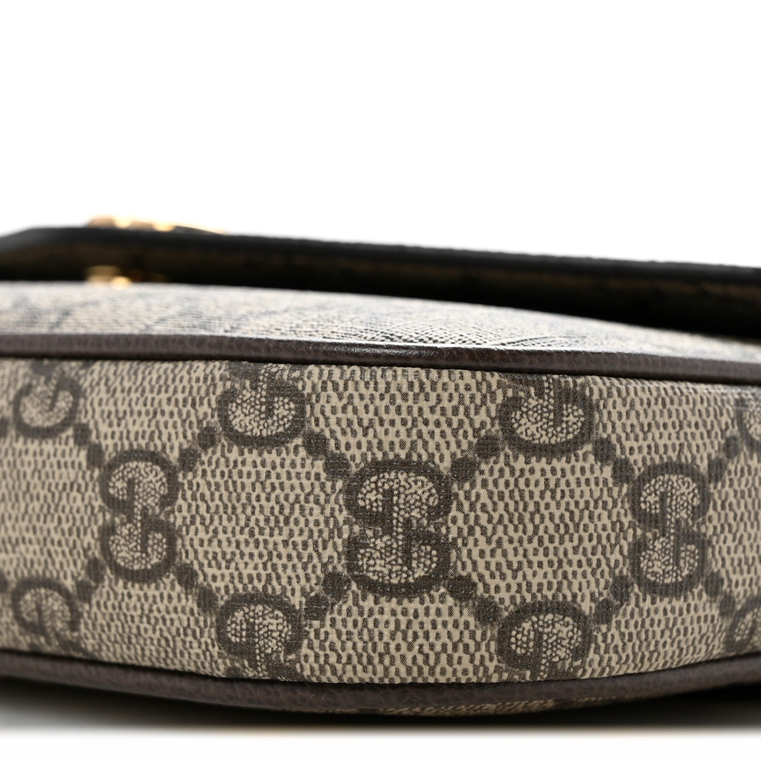 GG Supreme Monogram Textured Dollar Calfskin Web Mini Ophidia Envelope Shoulder Bag Beige Ebony New Acero