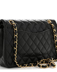 Lambskin Quilted Medium Double Flap Black