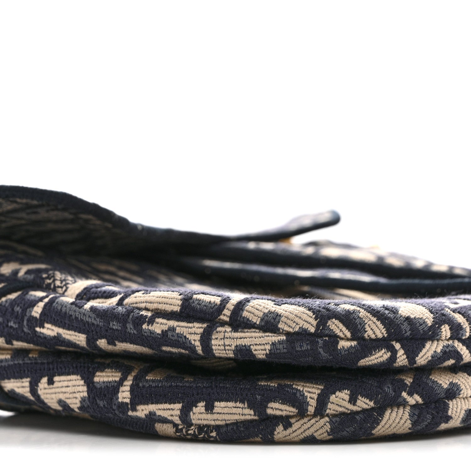 Oblique Embroidered Saddle Bag Blue