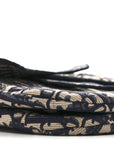 Oblique Embroidered Saddle Bag Blue