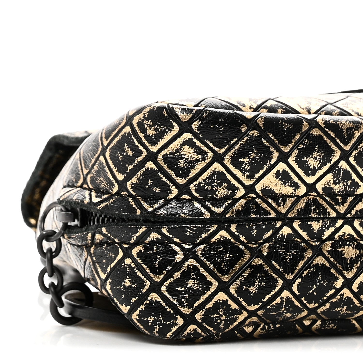 Calfskin Intrecciomirage Embossed Butterfly Chain Crossbody Black Gold