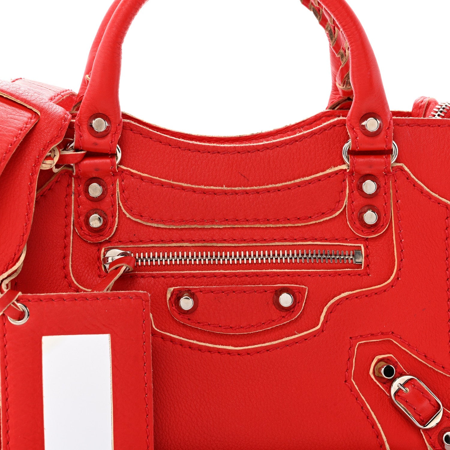 Supple Grained Calfskin Classic Silver Hardware Highlight Mini City Rouge Fraise
