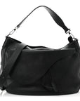 Grained Calfskin Saddle Soft Bag Black
