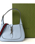 Grained Calfskin Web Medium Jackie 1961 Hobo Light Blue