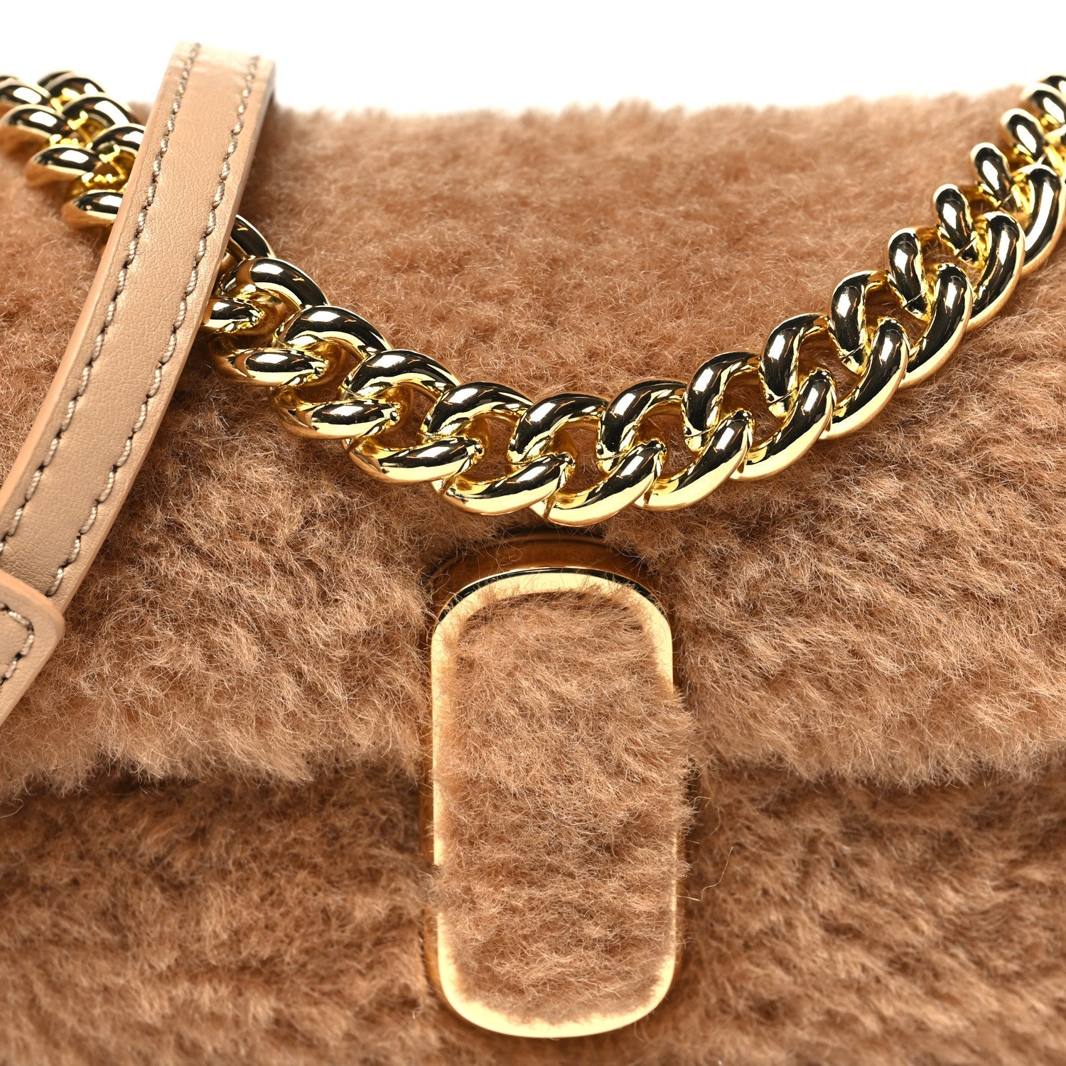 Faux Fur Calfskin Mini The Teddy J Marc Shoulder Bag Camel