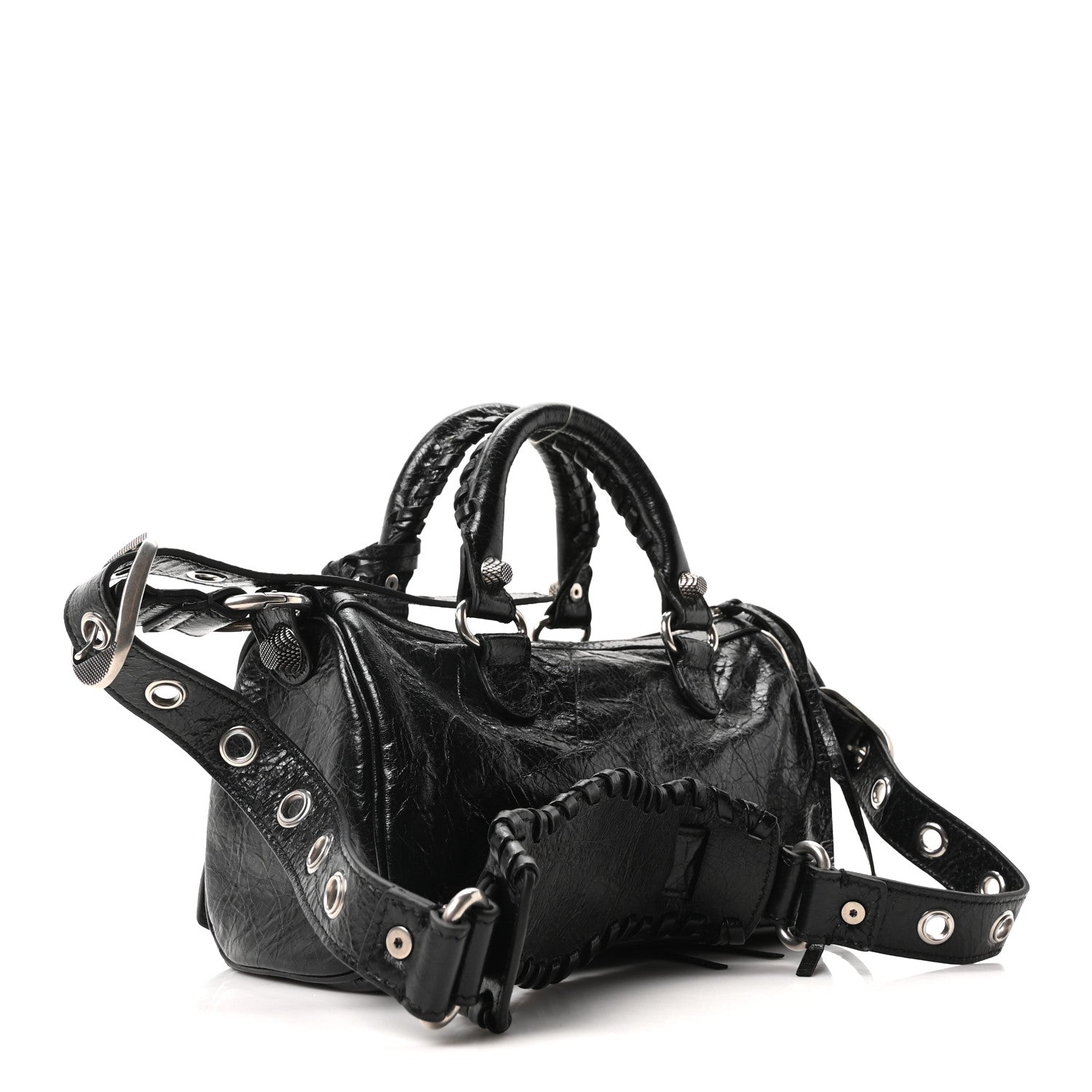 Agneau Arena Mini Le Cagole Duffle Crossbody Bag Black