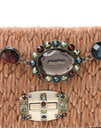 Velvet Matelasse Crystal Chain Shoulder Bag Cammeo