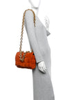 Suede Maxi Intrecciato Padded Chain Cassette Crossbody Bag Maple