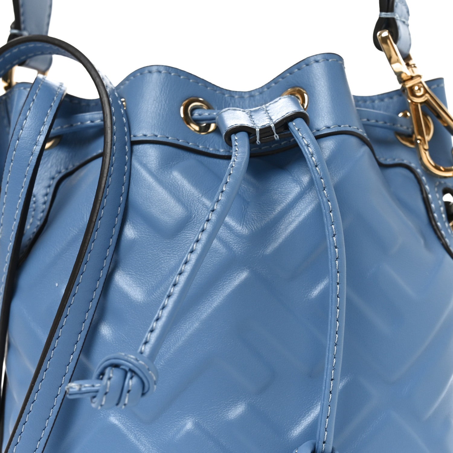 Vitello Liberty F is FNDI FF 1974 Embossed Mini Mon Tresor Bucket Bag Nebula