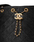 Washed Denim Quilted Medium CHNL 25 Handbag Black