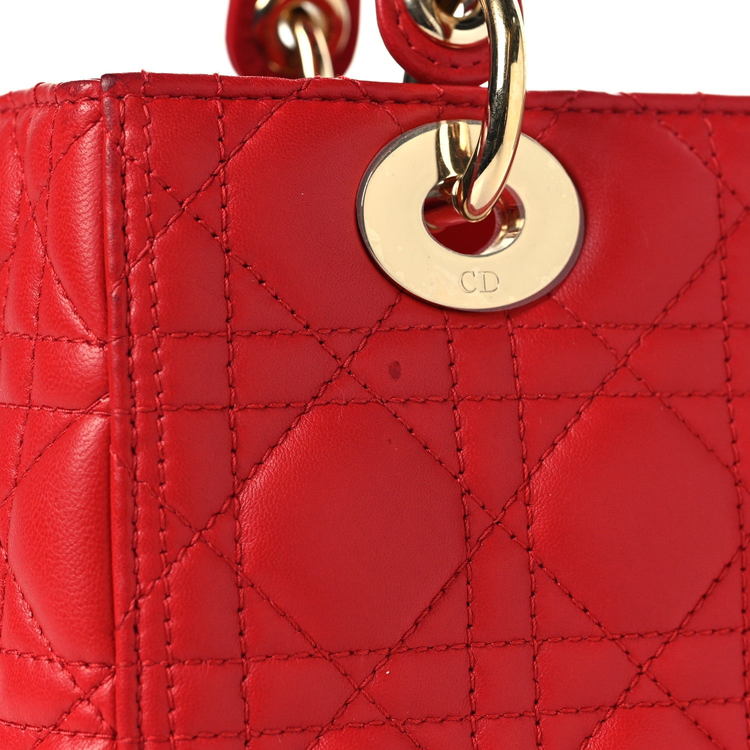 Lambskin Cannage Medium Lady D1OR Red