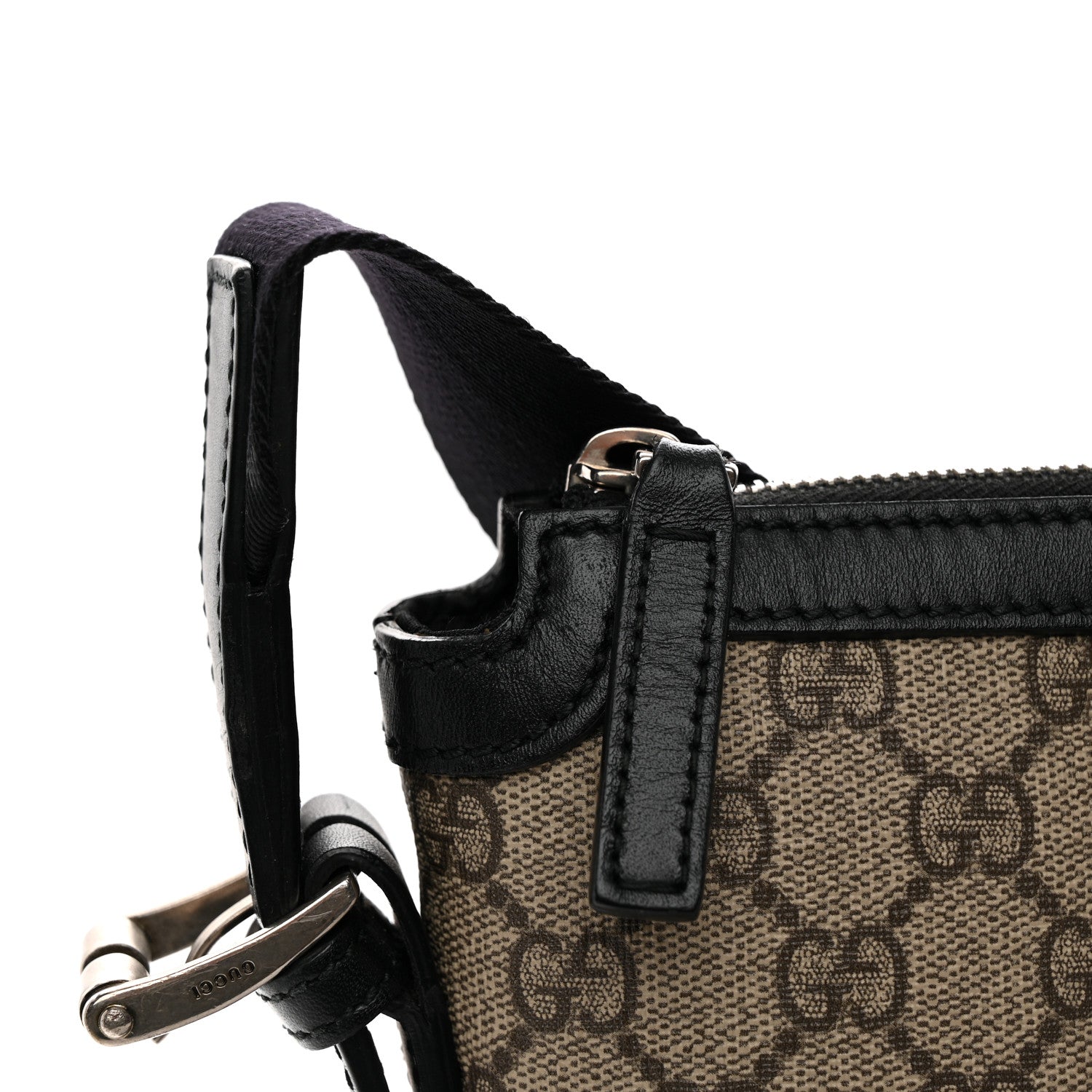 GG Supreme Monogram Web Messenger Bag Black