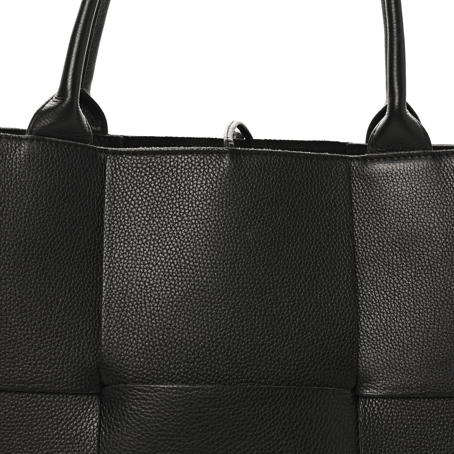 Grained Calfskin Maxi Intrecciato Medium Arco Tote Black