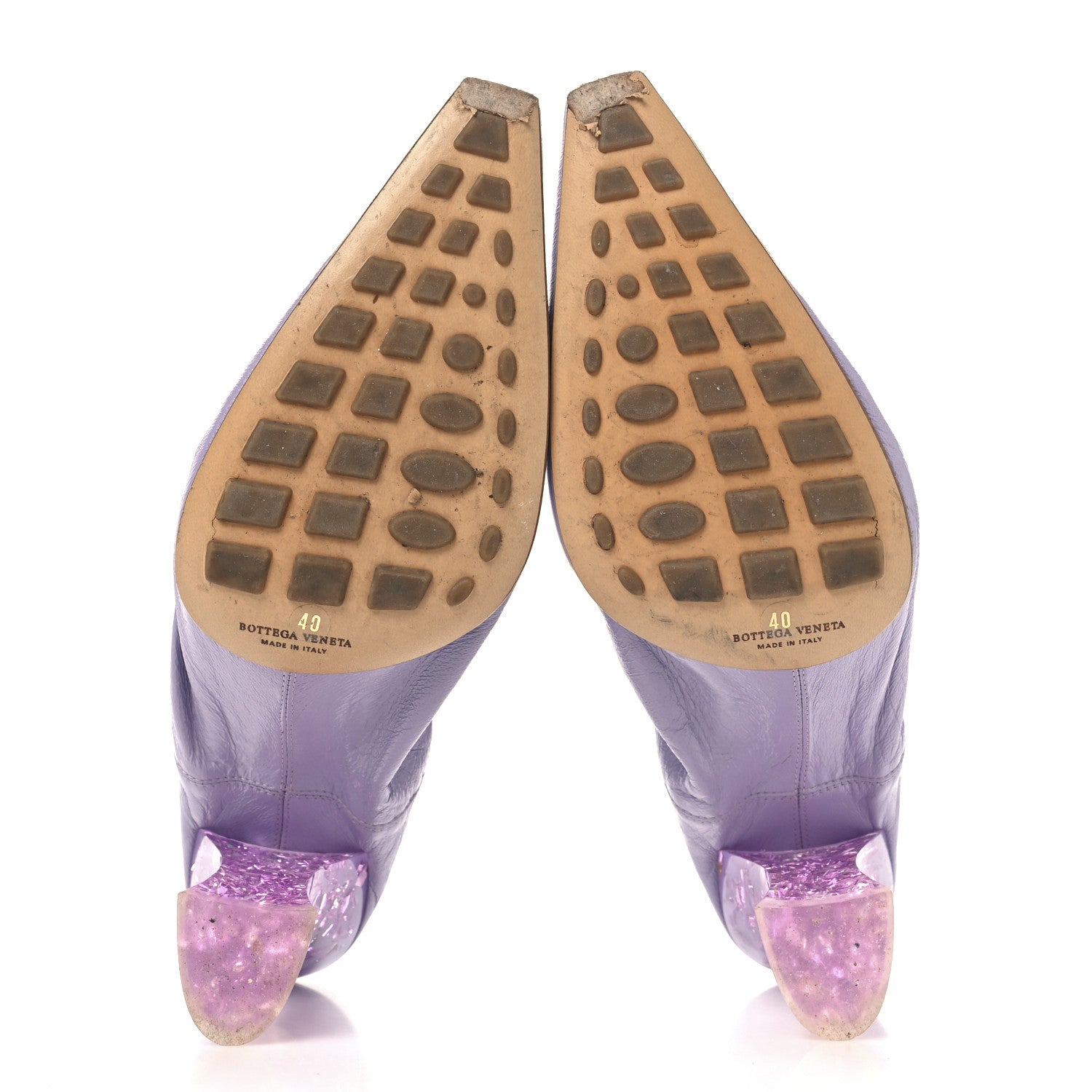 Crushed Nappa Glitter Plexiglass Almond Pumps 40 Lilac