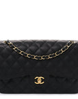 Caviar Quilted Jumbo Double Flap Black