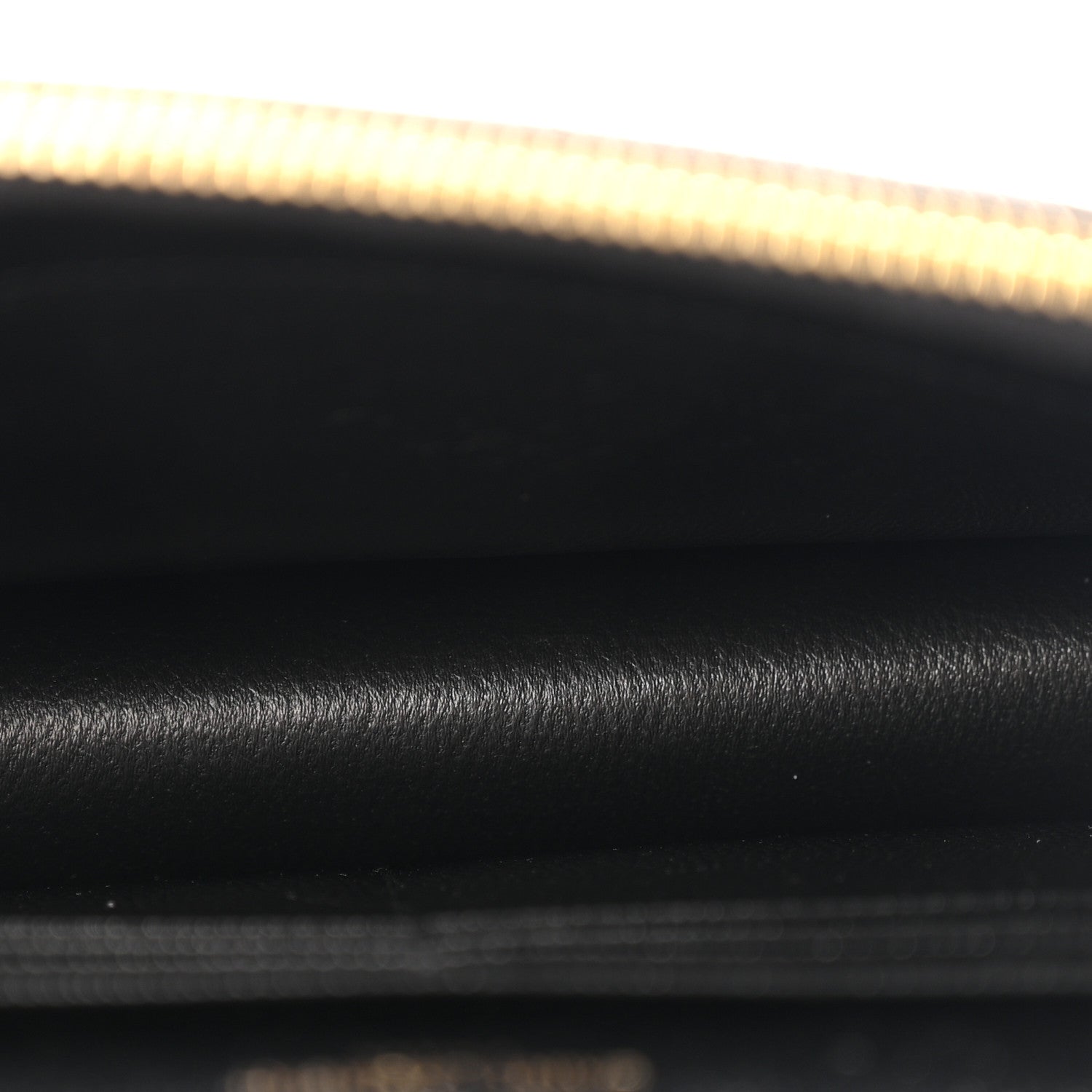 Grain De Poudre Matelasse Chevron Monogram Envelope Chain Wallet Black