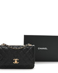 Lambskin Quilted Trendy CC Wallet On Chain WOC Black
