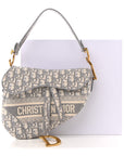 Oblique Embroidered Saddle Bag Gray