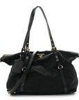 Saffiano Tessuto Nylon Shopping Tote Black
