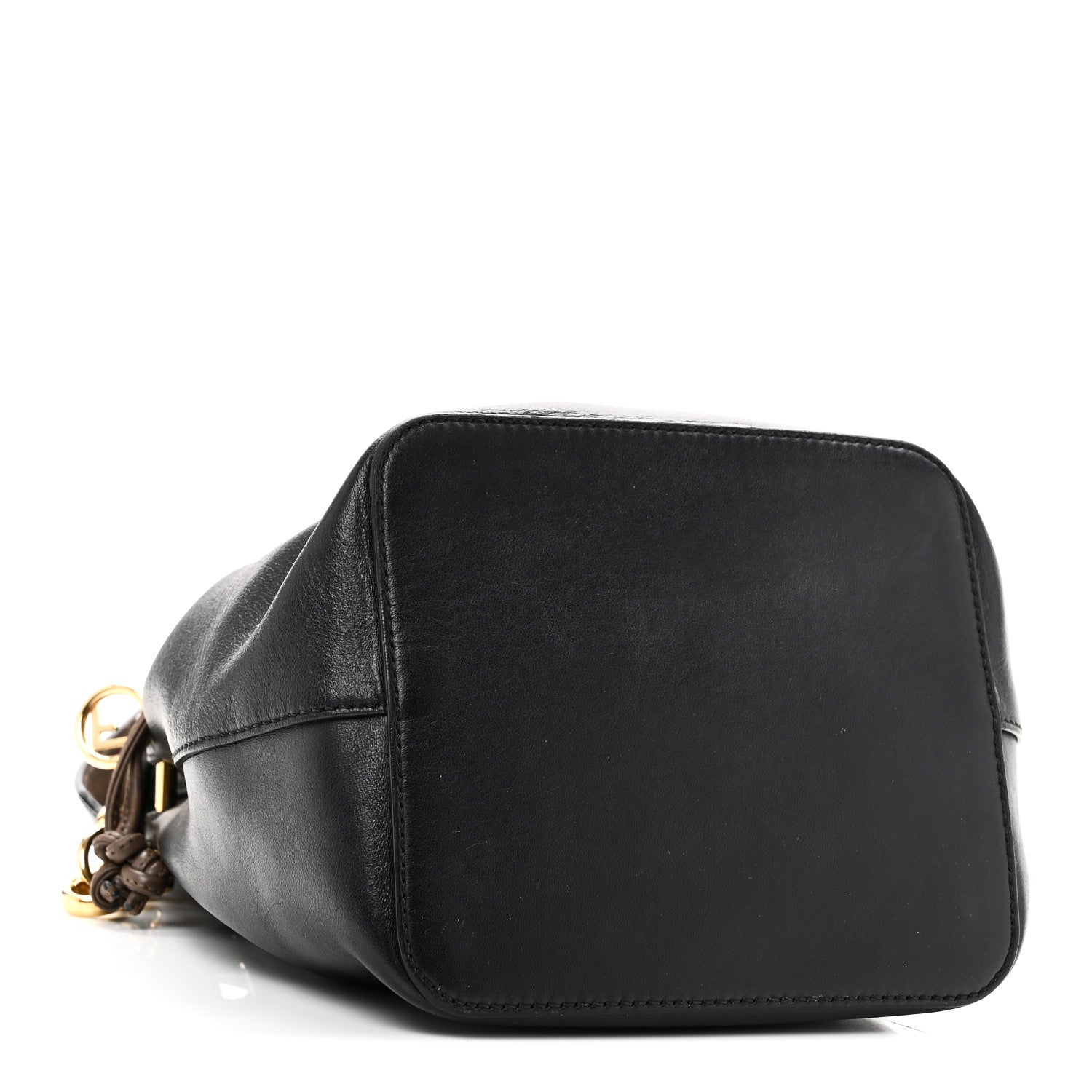 Vitello Century Matte F is FNDI Stamp Patch Bi-Color Grande Mon Tresor Bucket Bag Black Maya Fragola