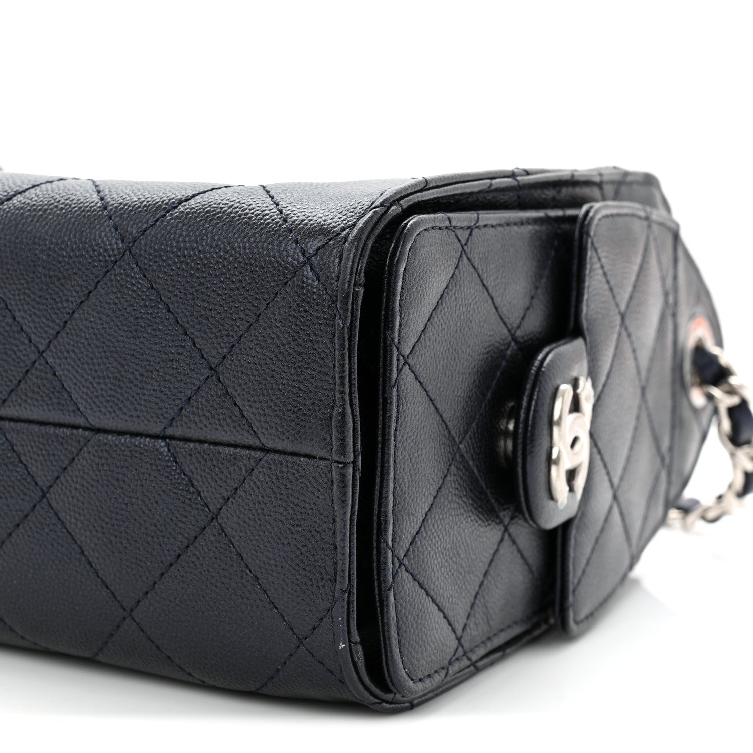 Metallic Caviar Quilted Mini CHNL 25 Handbag Dark Blue