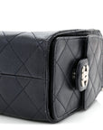 Metallic Caviar Quilted Mini CHNL 25 Handbag Dark Blue