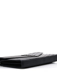Grain De Poudre Matelasse Chevron Monogram Monochrome Envelope Chain Wallet Black
