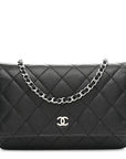 Caviar Quilted Wallet on Chain WOC Black
