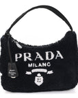 Terry Cloth Mini Re-Edition 2000 Bag Black White