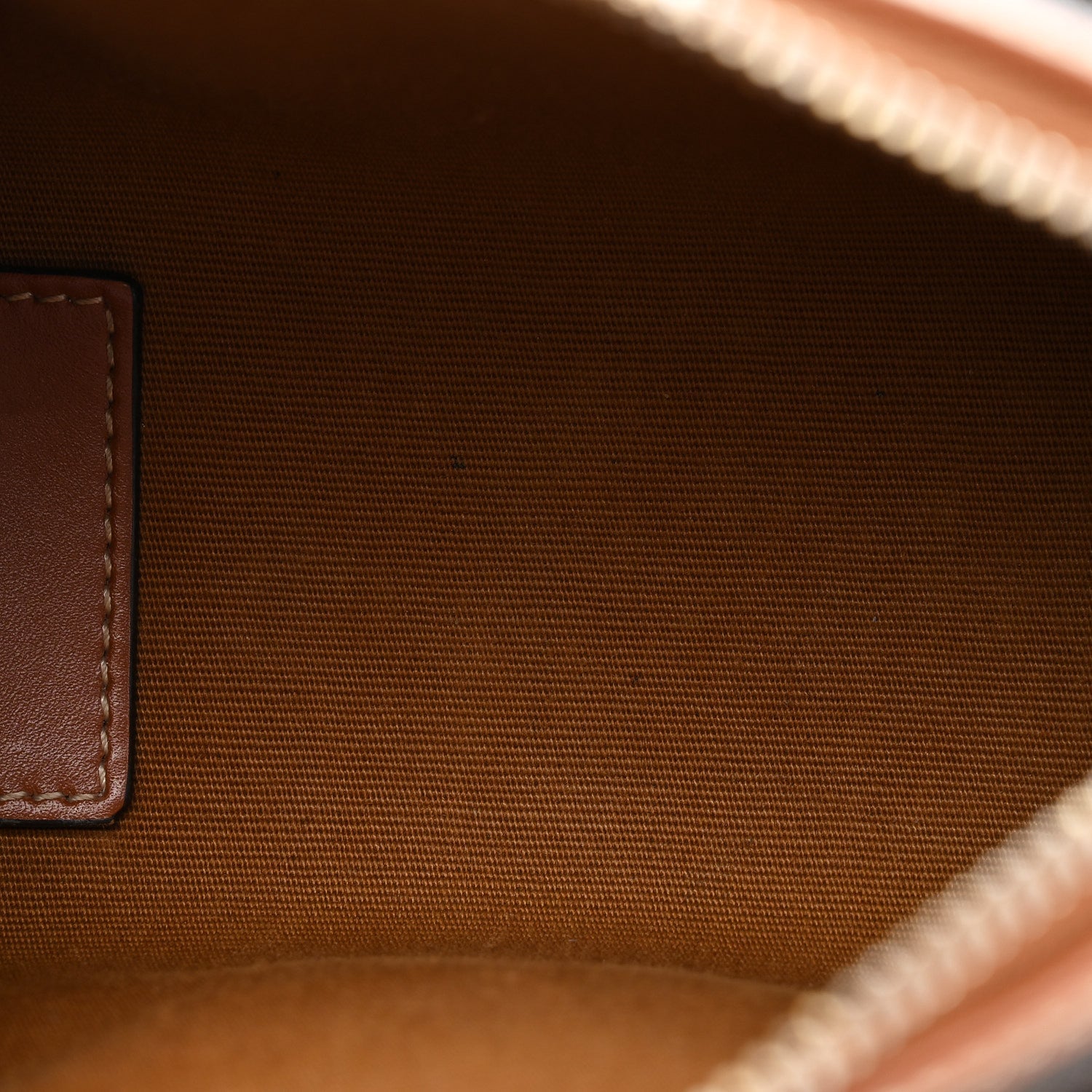 Triomphe Canvas Calfskin Mini Boston Bag Tan