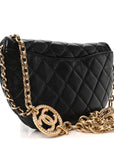 Lambskin Pearl Quilted CC Belt Bag Black