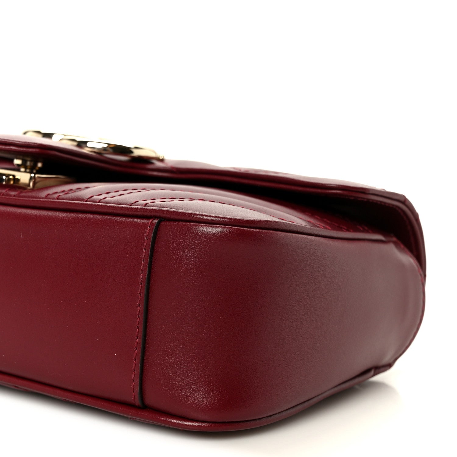 Calfskin Matelasse Mini GG Marmont Shoulder Bag Rosso Ancora