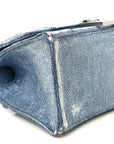 Nappa Denim Printed Small Hourglass Top Handle Bag Denim Blue