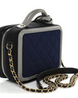 Jersey Quilted Small CC Filigree Vanity Case Blue Black Grey
