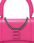 Grained Calfskin Tonal B Hourglass Top Handle Crossbody Phone Holder Fuchsia