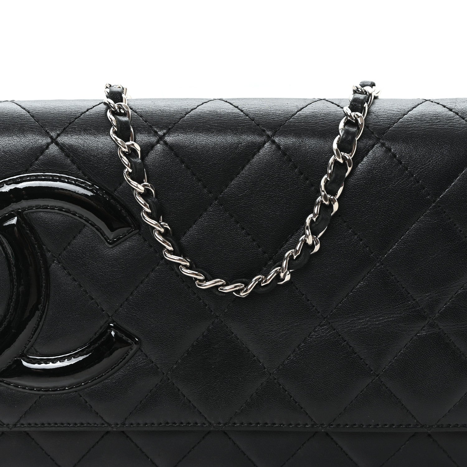 Calfskin Quilted Cambon Wallet on Chain WOC Black