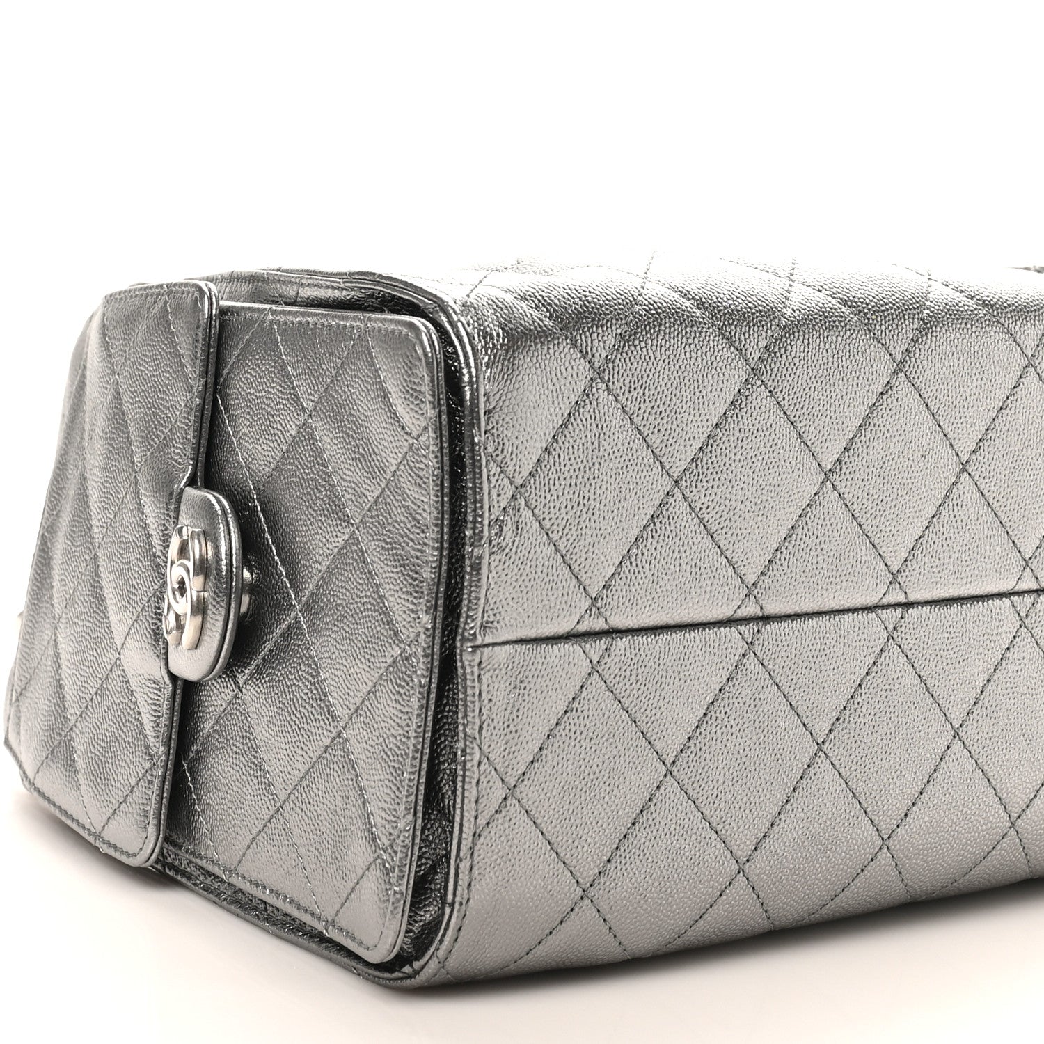 Metallic Caviar Quilted Small CHNL 25 Handbag Anthracite