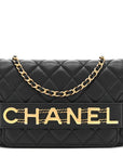 Calfskin Quilted Enchained Wallet On Chain WOC Black