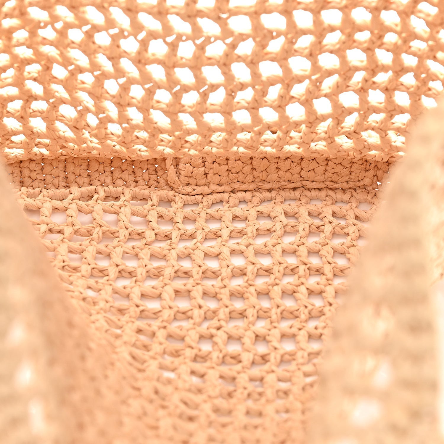 Yarn Raffia Effect Crochet Logo Embroidered Tote Bag Naturale