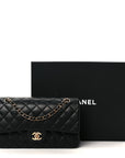 Lambskin Quilted Medium Double Flap Black