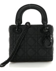 Ultra Matte Calfskin Cannage Mini Lady D1OR Black