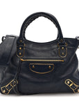 Chevre Gold Metallic Edge Hardware Town Bleu Nuit Dark Sea