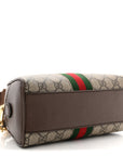 GG Supreme Monogram Textured Dollar Calfskin Web Mini Ophidia Top Handle Bowler Bag Beige Ebony New Acero