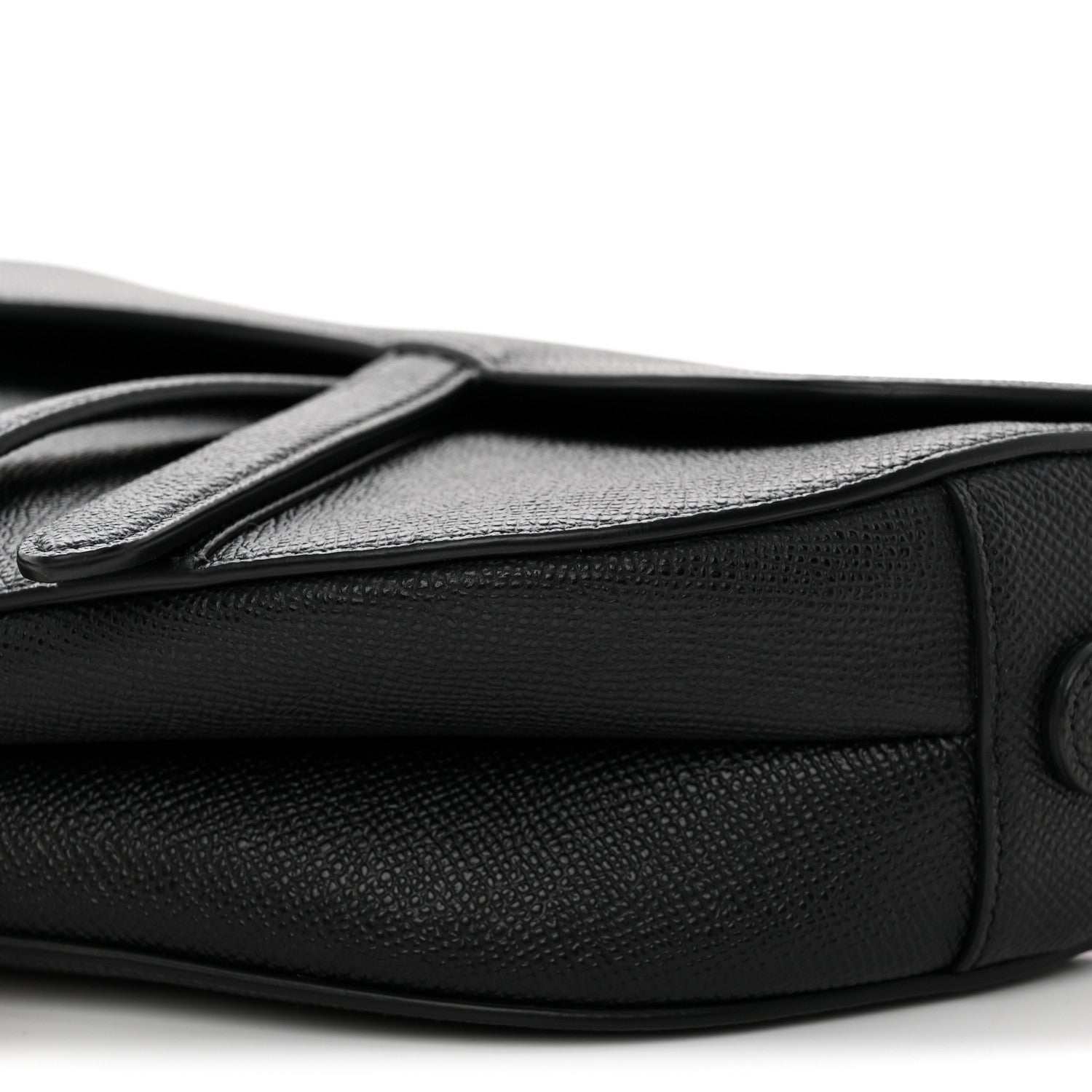 Grained Calfskin Saddle Bag With Strap Black