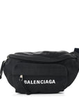 Sport Nylon Logo Embroidered Wheel Belt Bag Black White
