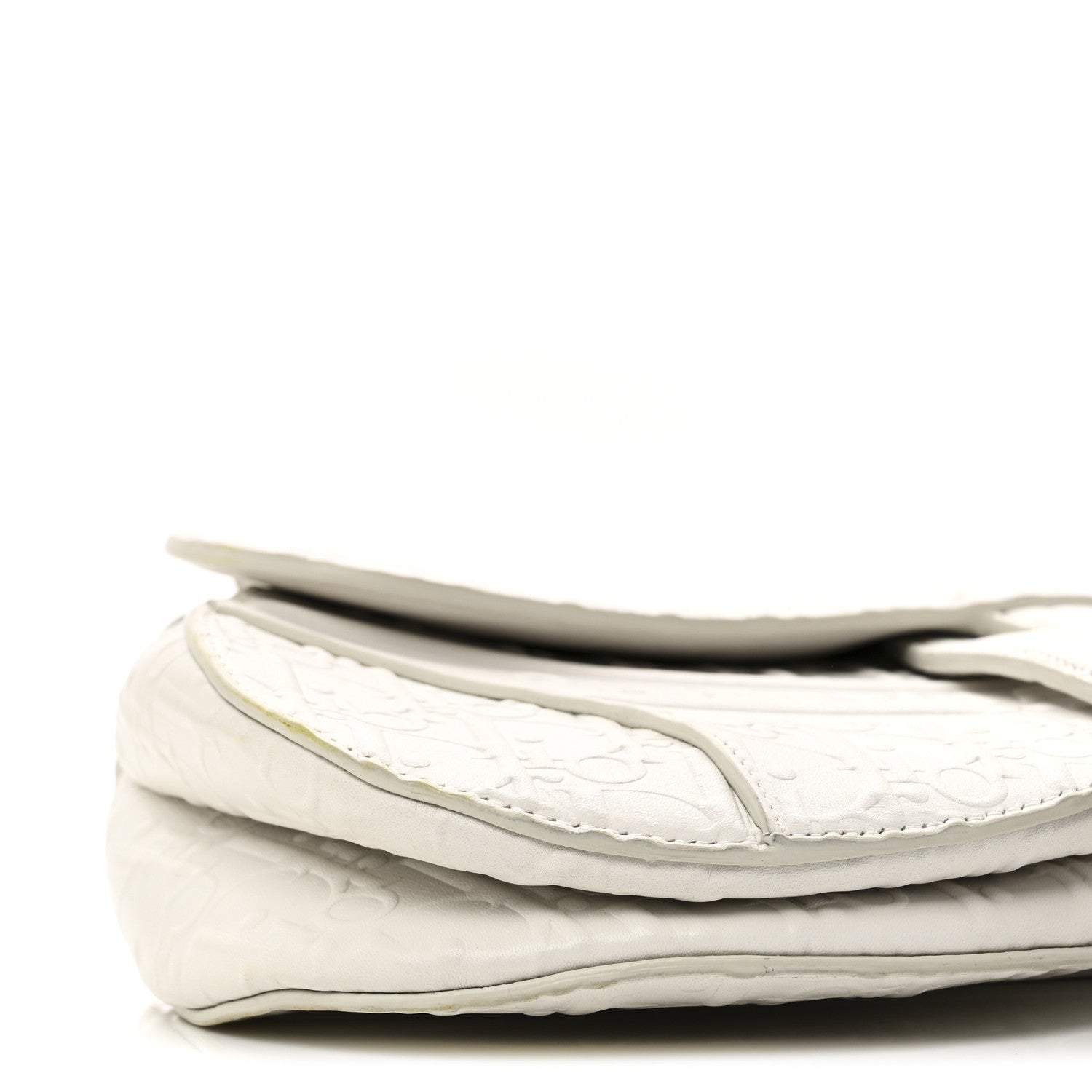 Calfskin Embossed Oblique Saddle Bag White