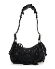 Ruffled Jersey Le Cagole Shoulder Bag XS Black