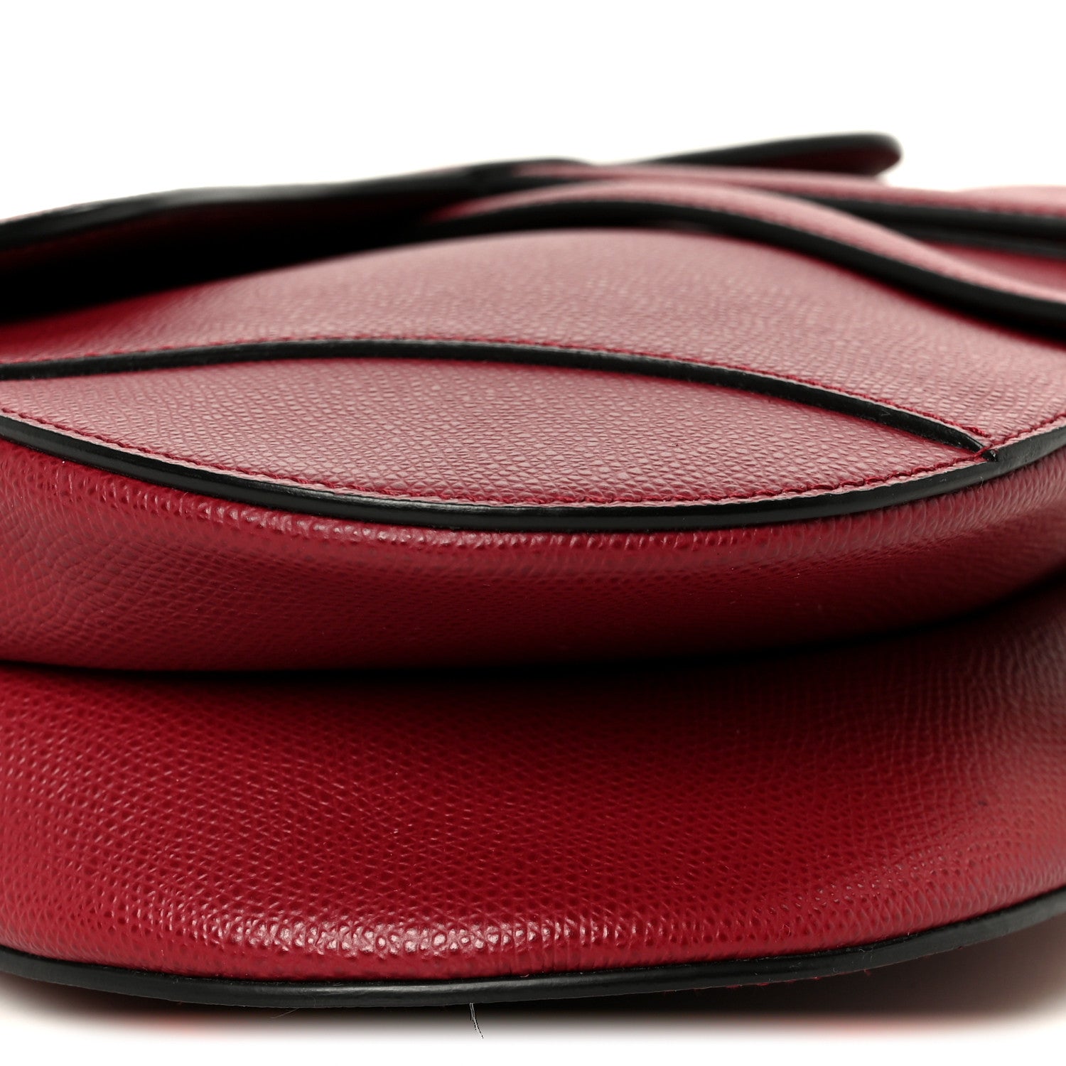 Grained Calfskin Saddle Bag Red